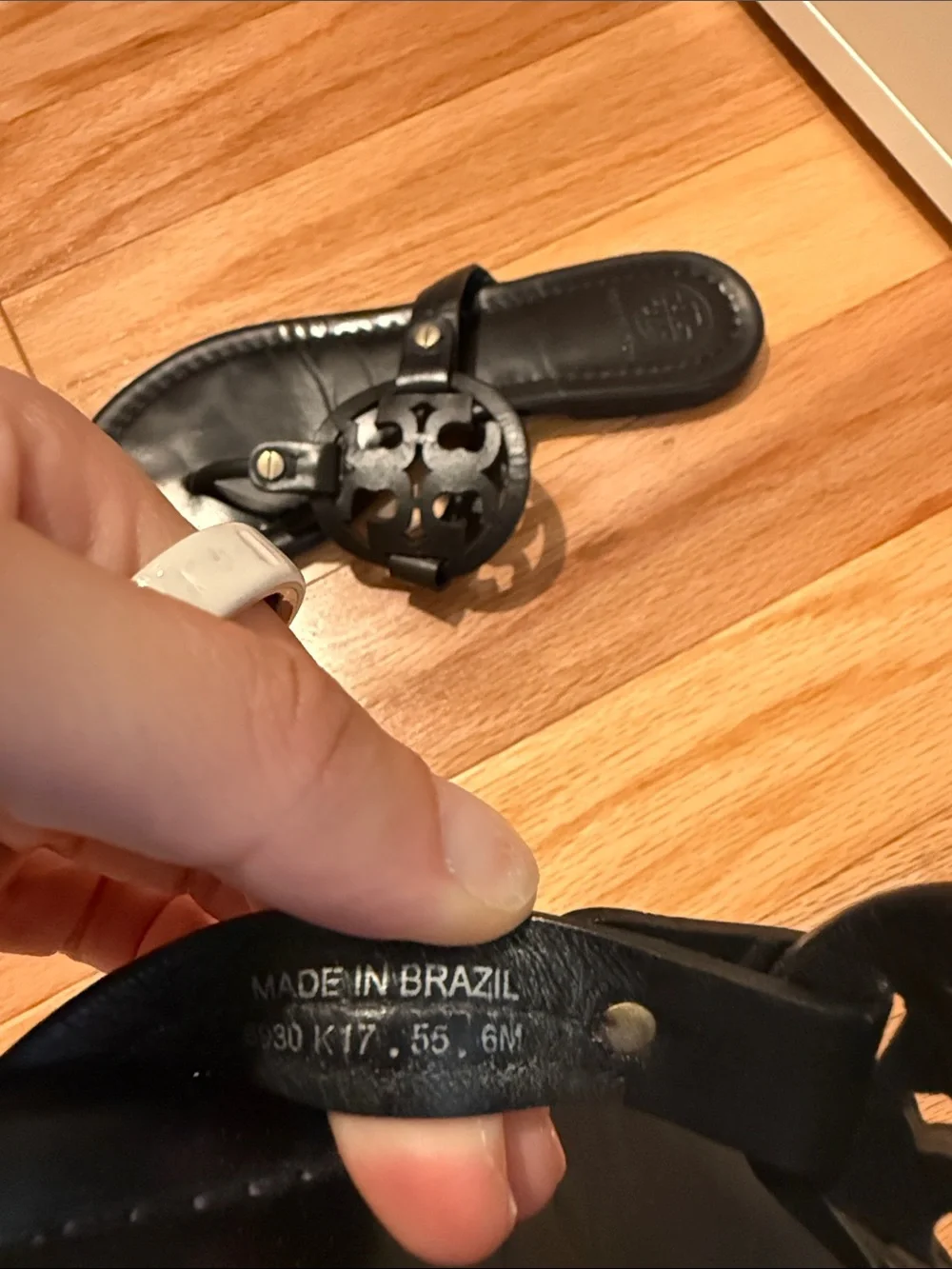 Tory Burch Black Miller Leather Thong Sandals